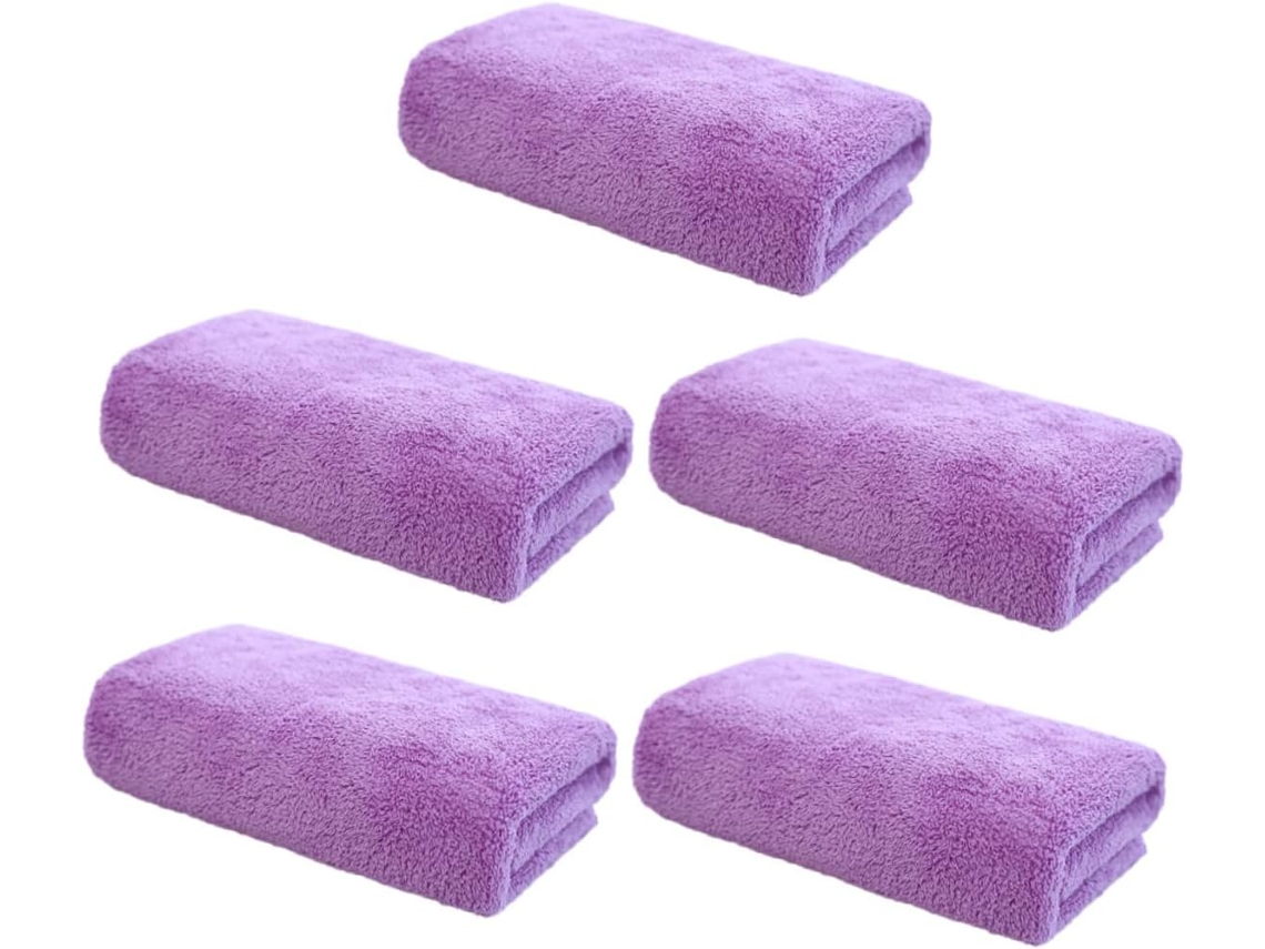 Juego De 5 Toallas Faciales De Microfibra Moradas Para Desmaquillar (para Mujer)