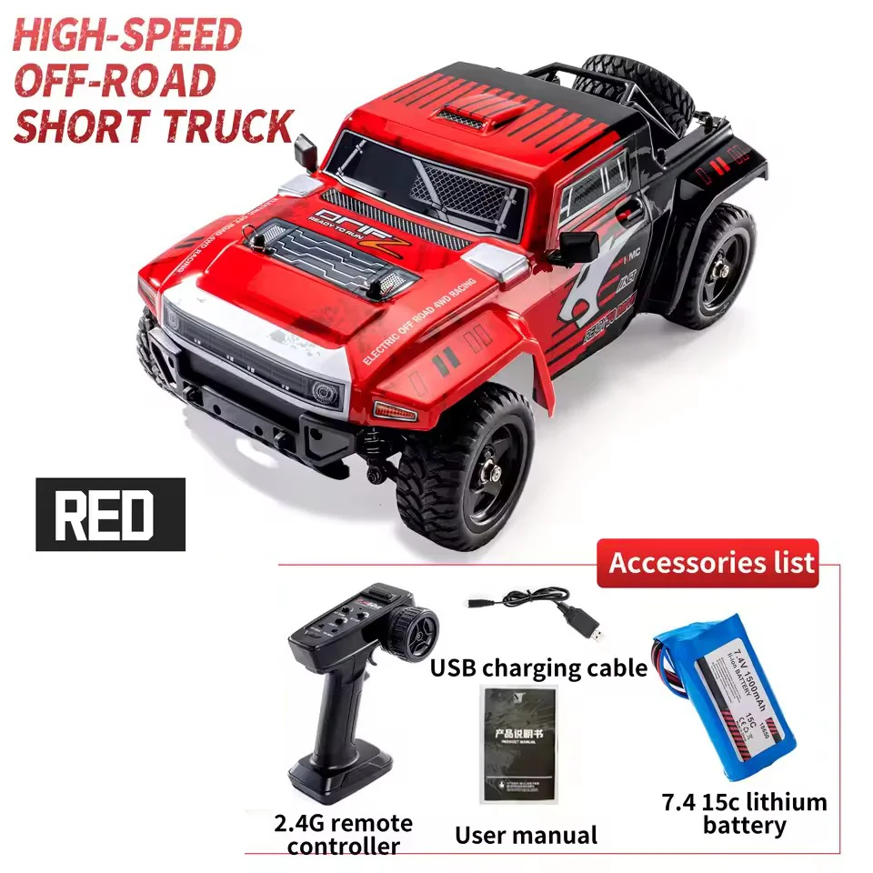 (rojo) Coche Todoterreno De Juguete De Alta Velocidad Con Control Remoto De 2,4 G Y Tracción En Las Cuatro Ruedas.
