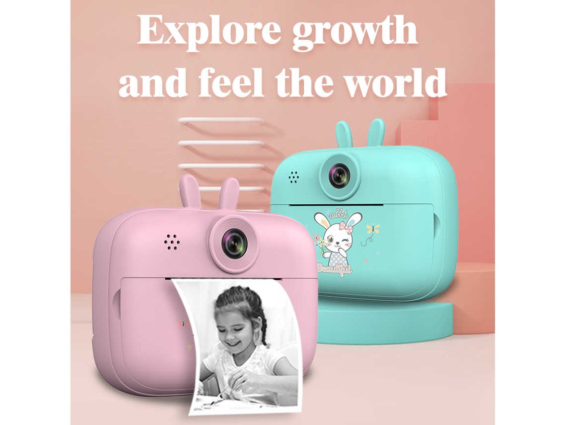 Cámara De Fotos Instantánea Para Niños, Cámara De Impresión Térmica Azul Hd-S1 + 32G CHRUI