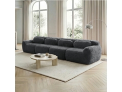 Sofá 4 Plazas - Premium Plüschstoff, Modular, Rutschfester Boden, Mit Kissen - Gris