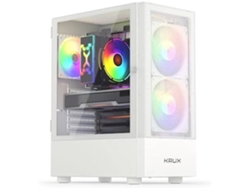 Caja para PC Gamer Vako Krxd005 ATX Matx Blanca, 2 ventiladores de 140 mm, interior de gran tamaño, caja para PC ATX, bomba de flujo Krux