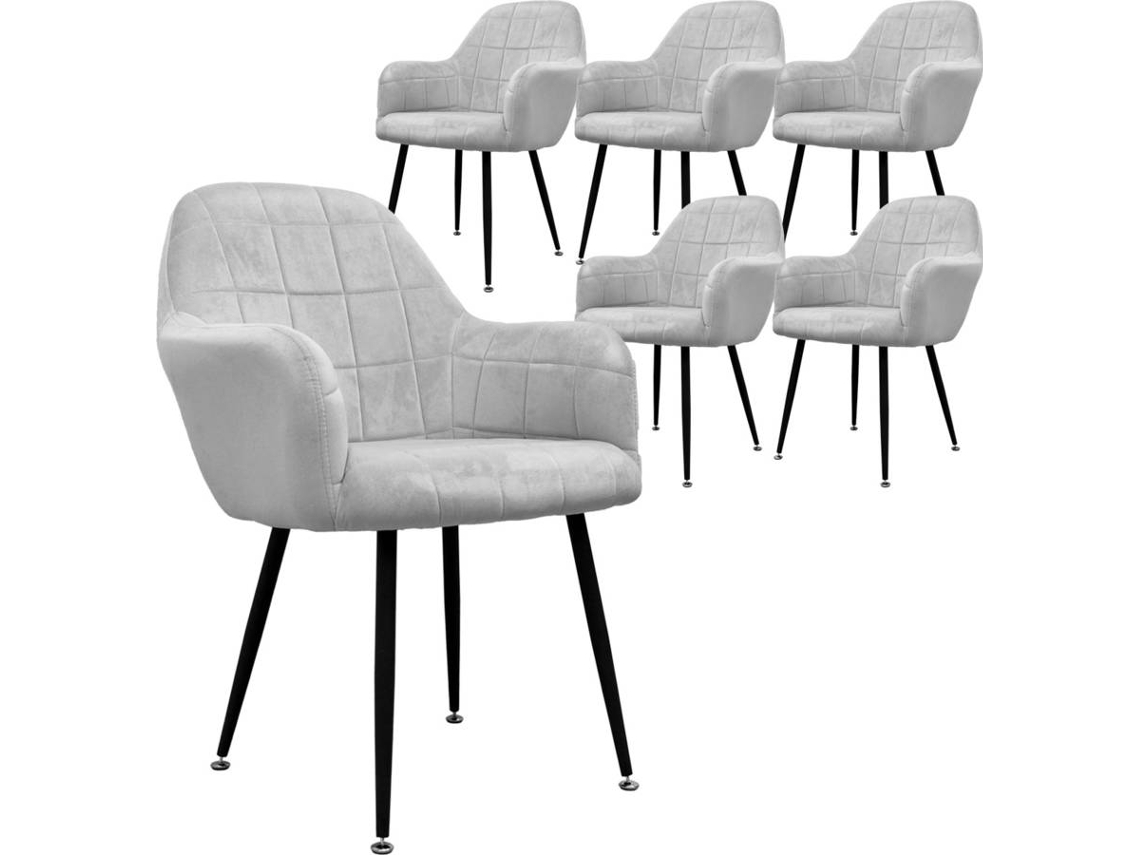 Conjunto de 2 Sillas de Comedor ECD 12 Gris (Microfibra, Metal - 58x43x83 cm)
