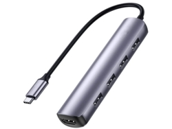 Adaptador USB C a HDMI 4K Yizhood blanco y 4 puertos USB 3.0