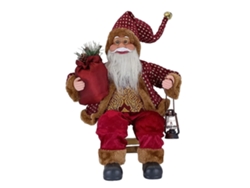 Rebe-papá Noel Sentado 50cm De Vinilo Y Plástico Para Decoración Navideña En Hogar Regalo Artesanal Vino Rojo Oro