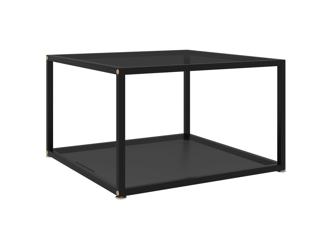 Mesa de Centro de Apoyo 60X60X35 Cm Vidrio Templado Negro