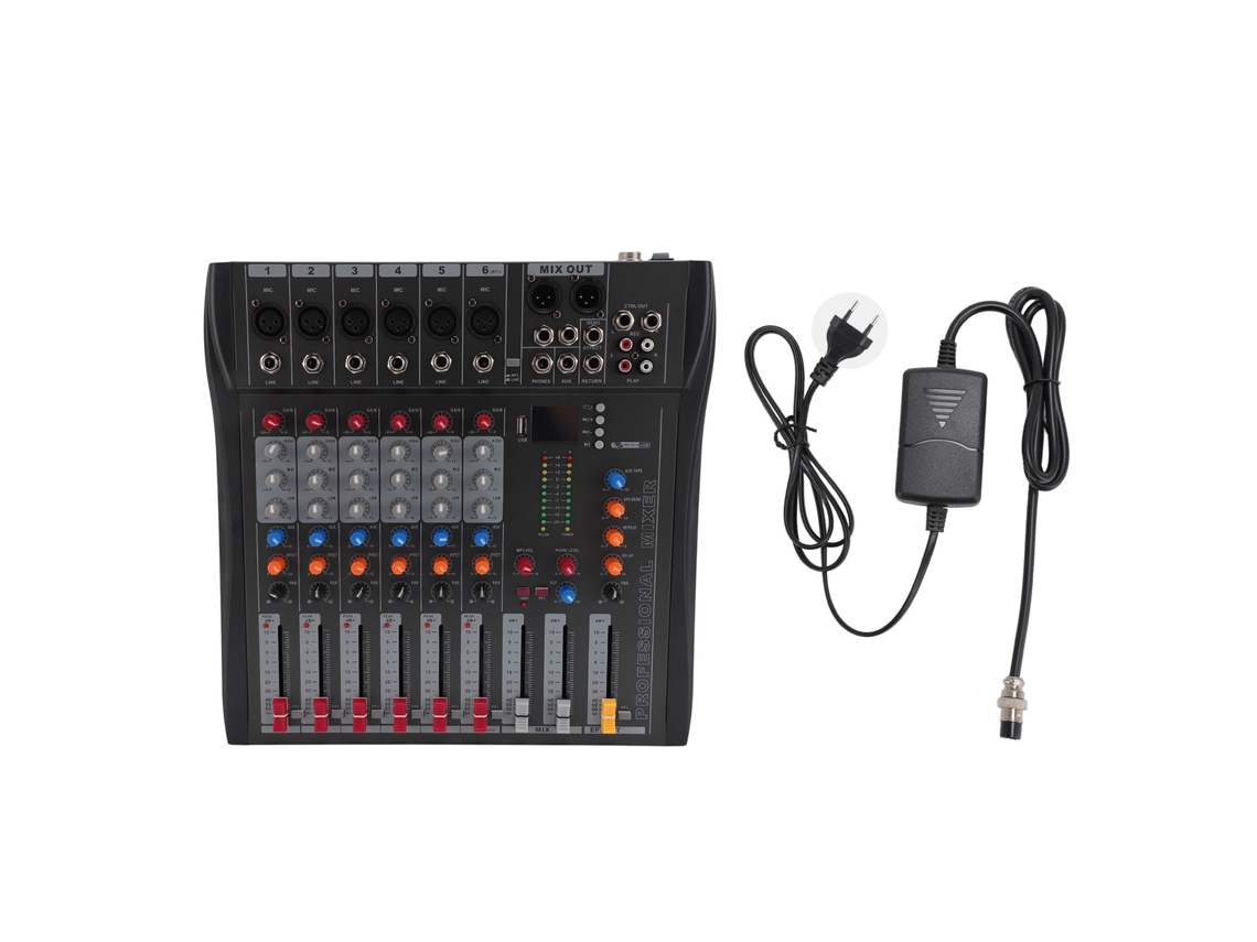 Mezclador De Sonido En Vivo Bluetooth Usb De 6 Canales Para Grabación En Pc, Podcasting Y Streaming