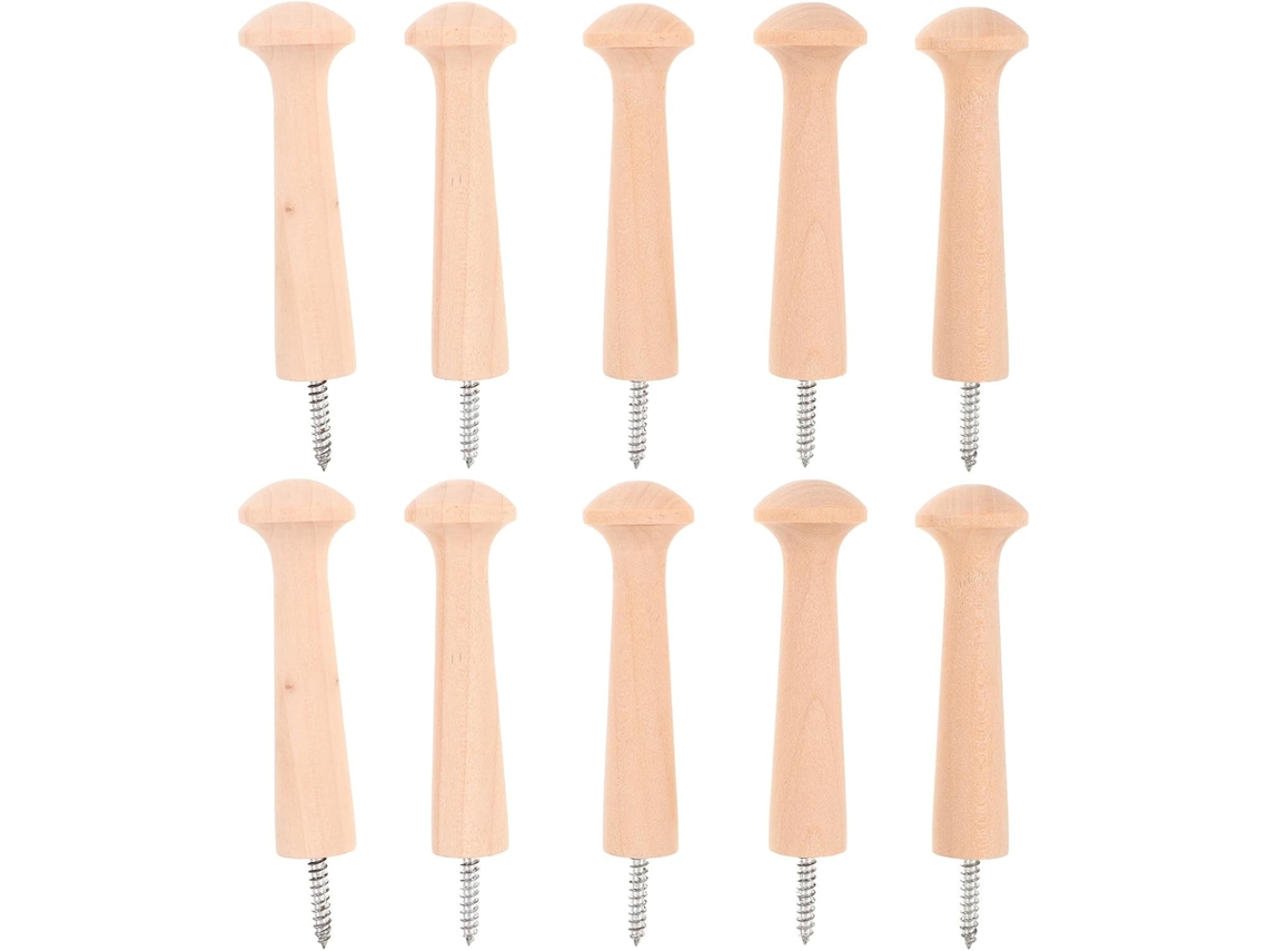 Juego de 10 ganchos de pared de madera natural CHABERLU