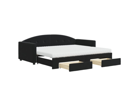 Cama con Cajones MAISON EXCLUSIVE Cajón Metal Terciopelo Negro (90x200cm)
