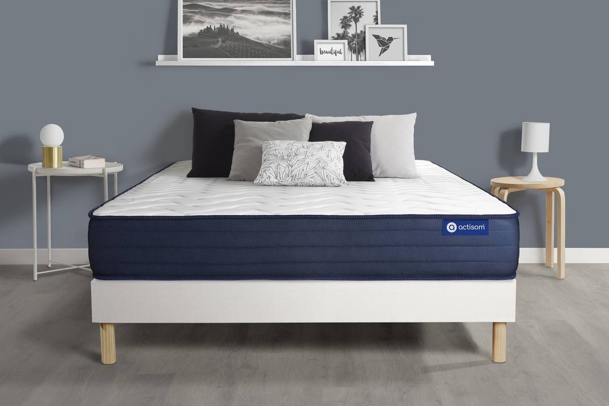 Conjunto de Somier Blanco + Colchón ACTISOM Actiflex Life (150x190 cm - Muelles Ensacados)