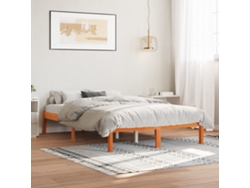 Cama Sin Colchón Madera Maciza De Pino Marrón Cera 140x200 Cm