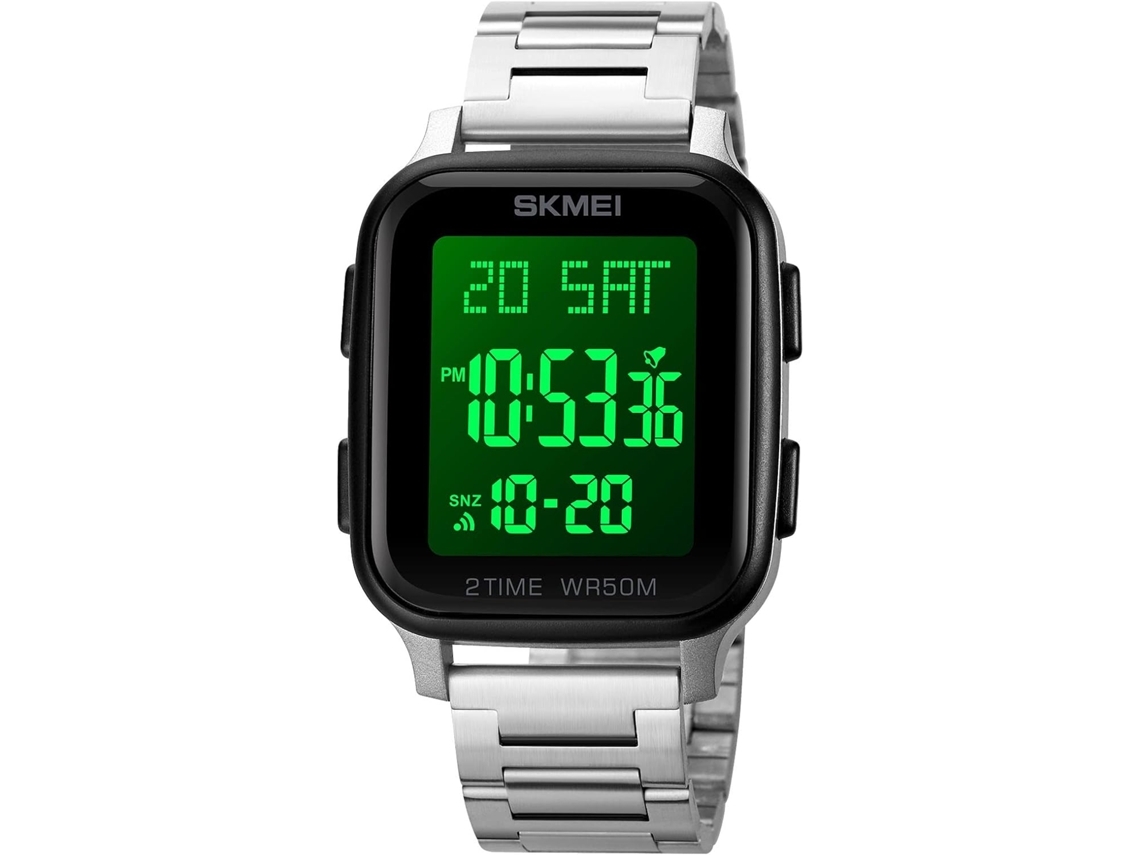 Reloj Digital Cara Cuadrada 50m Impermeable Con Luz Led Cinturón Marrón Pretoyuysan