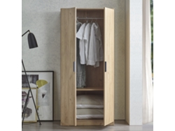 Armario Ropero Eiselfing (2 puertas 1 perchero 1 compartimento) MDF 176 x 80 x 52 cm Efecto roble [EN.CASA]