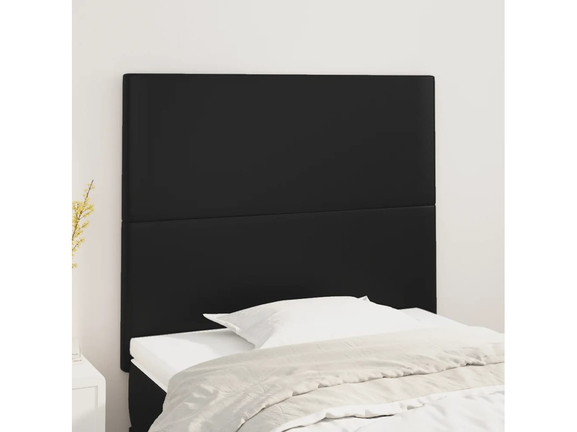 Cabeceros 2 Unidades De Cuero Sintético Negro 90x5x78/88 Cm