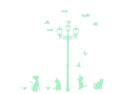 Baok-sticker Lámpara decorativa luminosa con forma de gato y farola para sala de estar, dormitorio y pared.