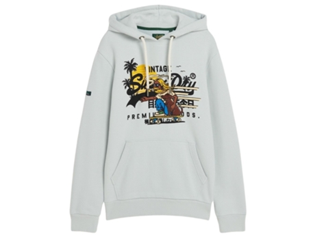 Sudadera con Capucha de Hombre SUPERDRY Motivos Encaje Azul (S)