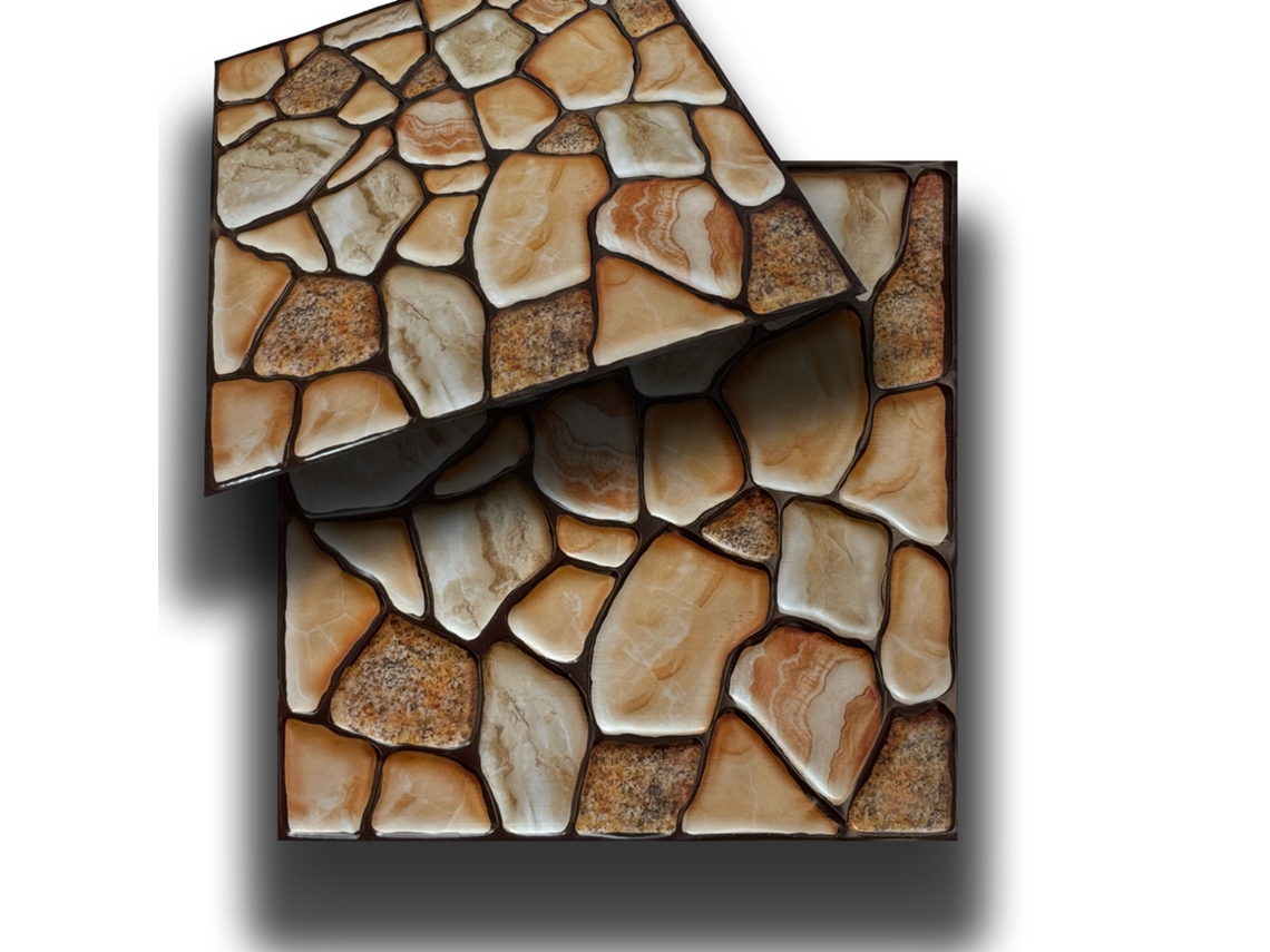 Azulejos Em Relevo 3d Pvc Autoadesivos 30x30cm Pedra, Tijolo, Mármore. Repelente De Água - Pedras Bege 30x30cm
