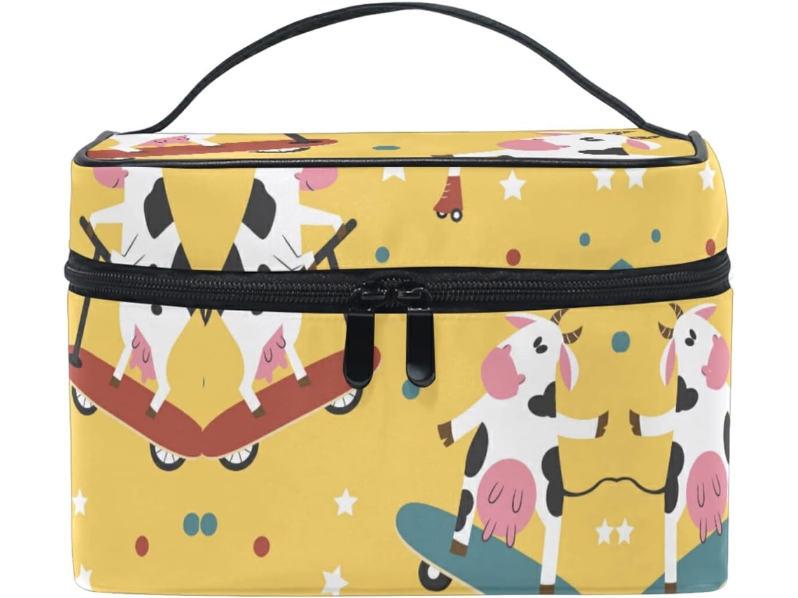 Neceser De Viaje Cuero Con Cremallera Portátil Organizador Para Mujer Estampado