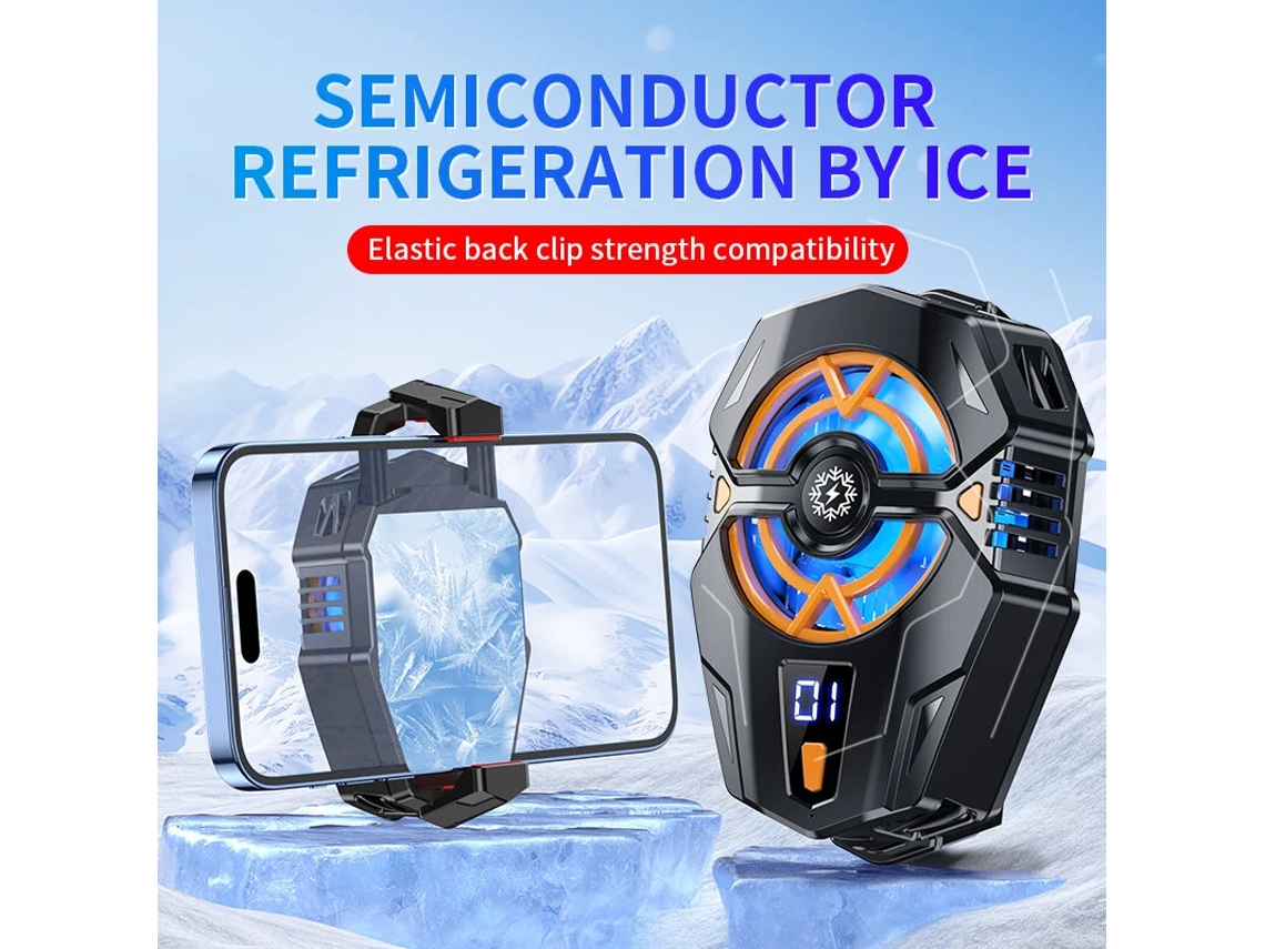 Radiador para teléfono móvil J20 con pantalla digital, ventilador ajustable de tres velocidades para iOS y Android, enfriador para juegos