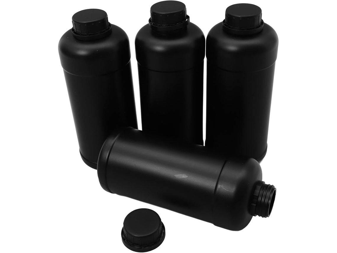 Paquete De 4 Frascos De Plástico Negro Para Reactivos De 1000 Ml.