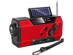 Radio Portátil Multifuncional De Emergencia Para Exteriores (solar Y De Manivela) — Rojo