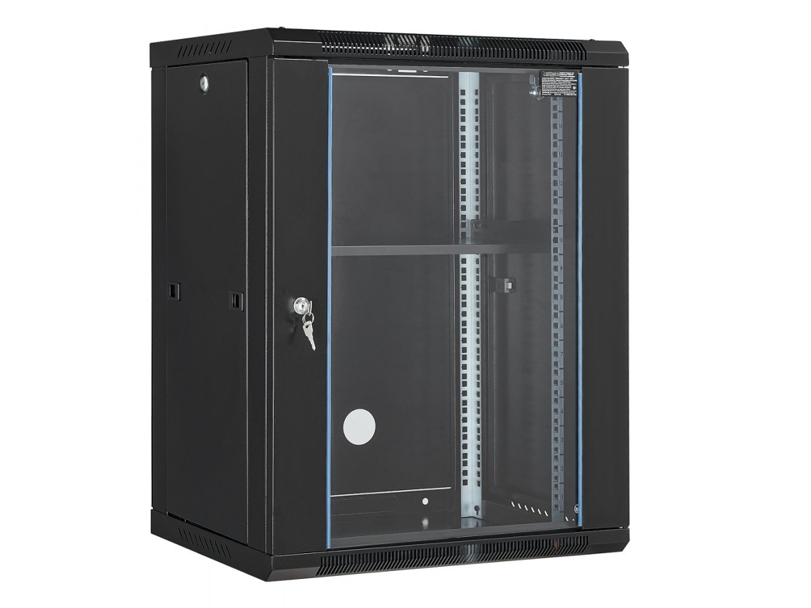Gabinete para servidores y redes Tekmaquinas 15u con puerta de vidrio templado