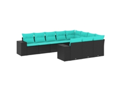 Maison Exclusive - Conjunto De Sofá De Jardín De 10 Piezas Con Cojines, De Poliratán Negro