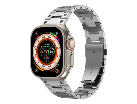 Correa de reloj inteligente de metal de doble hilera para Apple Watch SE 2023 44 mm (plateada)