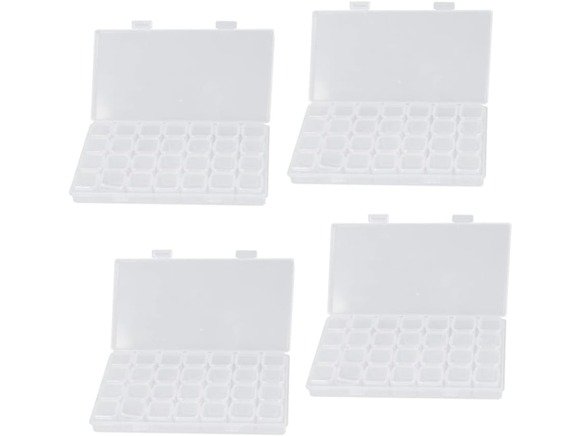 De 4 Caixas Organizadoras Para Bordados Em Diamante Nuobesty, Cada Uma Com Compartimentos Transparentes.