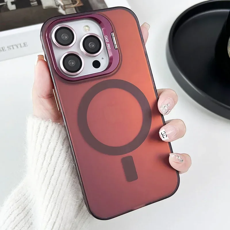 (iphone 16 Pro, Rojo Violáceo) Funda Magnética Para Teléfono Con Efecto De Cambio De Color Y Acabado Mate, Compatible Con Magsafe.