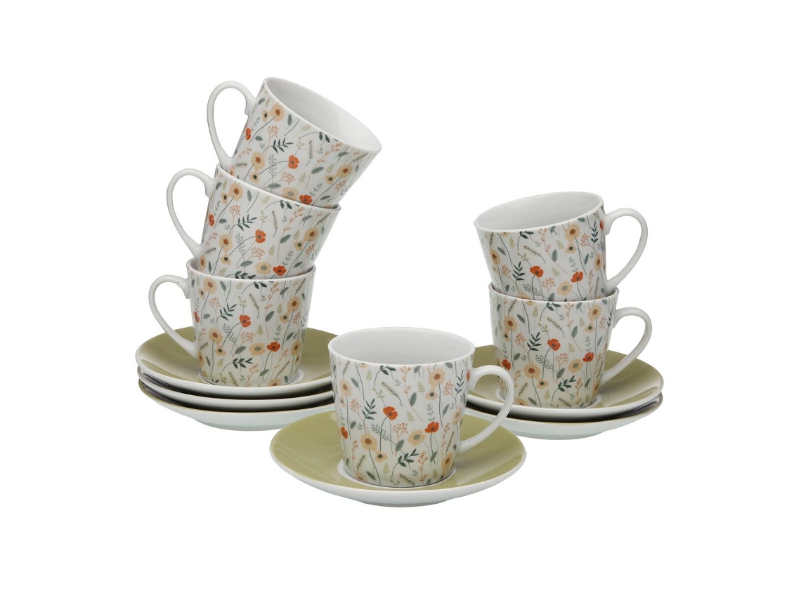 Juego de 6 tazas con plato Versa Verdi (porcelana multicolor)