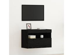 Mueble Para Tv Con Luces Led Negro Roble 60x30x40 Cm