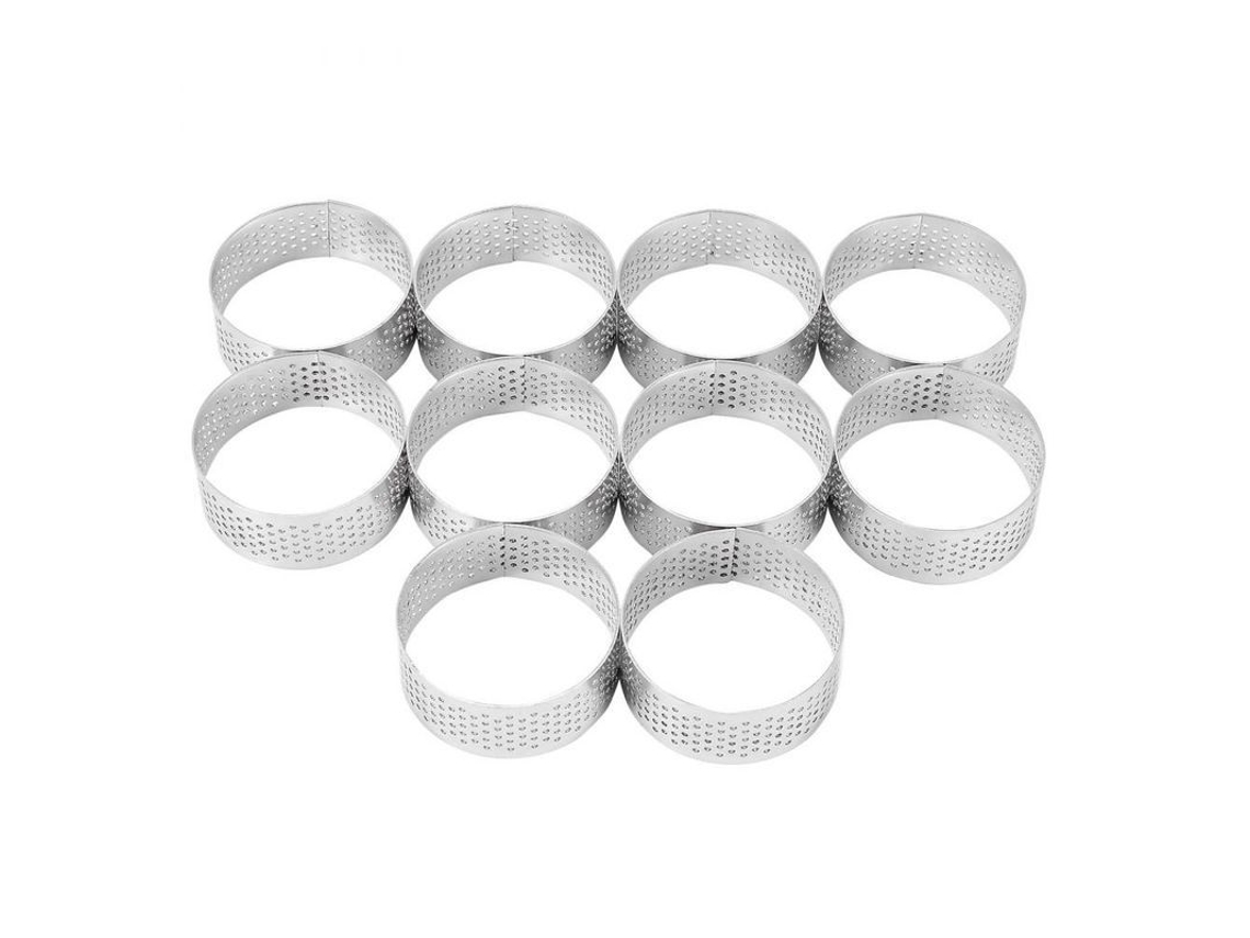 Anillos para pasteles Rebe-10 de acero inoxidable de 5 cm, resistentes al calor, perforados para pasteles y mousses.
