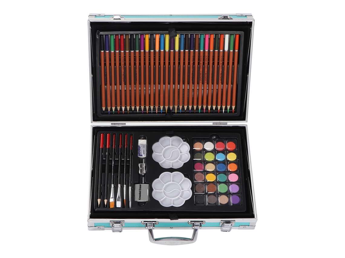 Juego de 145 lápices de colores y rotuladores de agua para arte infantil.