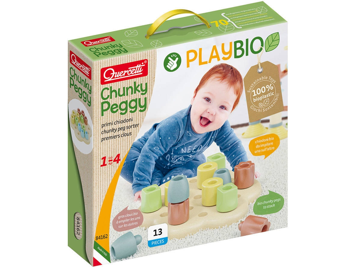 Juego Educativo QUERCETTI Play Bio & Wood Clavijas Grandes 13 pz (Edad Mínima: 1 Año - 30 x 29 x 7 cm)