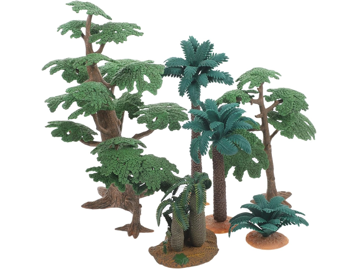Árboles miniatura de PVC, 7 piezas, forma realista, decoración artística.
