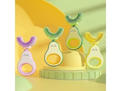 Cepillo de dientes infantil de silicona en forma de U con aguacate, herramienta de higiene bucal para bebés y recién nacidos de 2 a 6 años GOKOCO