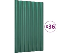 Conjunto 36 Panel de tejado VIDAXL Verde Acero