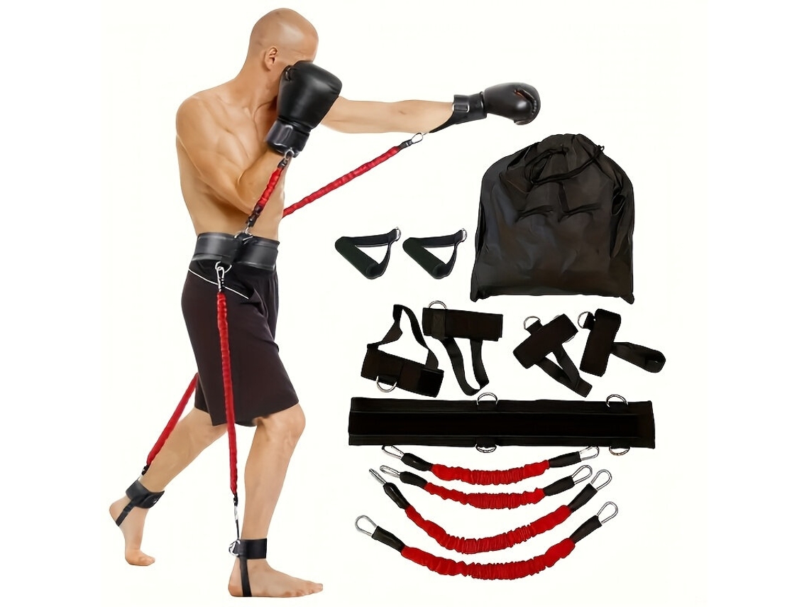 Kaload Conjunto Treinamento Boxe Resistência 150lbs Preto 12 Peças Mma Corpo Inteiro Taekwondo Faixas Elásticas Braços Pernas Doméstico Profissional