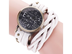 Reloj Pulsera Ccq Retro Bronce Personalizado Cuero Redondo De Cuarzo (blanco)