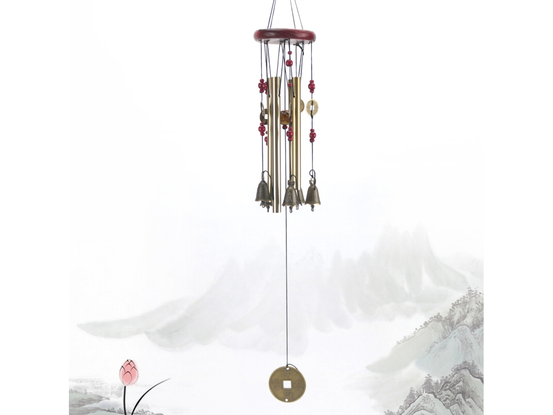 Campanilla De Viento Decorativa De Madera Con Múltiples Tubos De Aluminio, Regalo Para Cabaña O Casa De Campo.