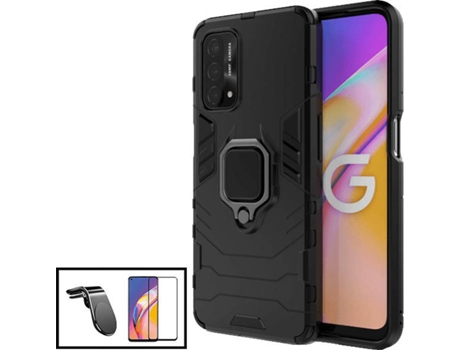 Carcasa + Protector + Soporte Magnético L Safe Driving Oppo A74 PHONECARE Military Defender Negro