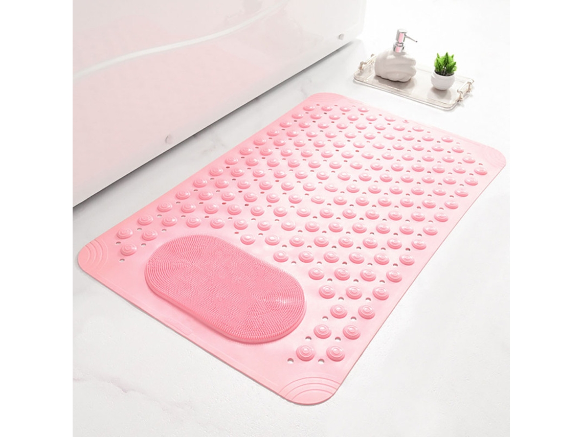(rosa) Almohadilla De Ducha Antideslizante, Masaje De Pies, Con Ventosa, Con Orificio De Drenaje, Lavable A Máquina