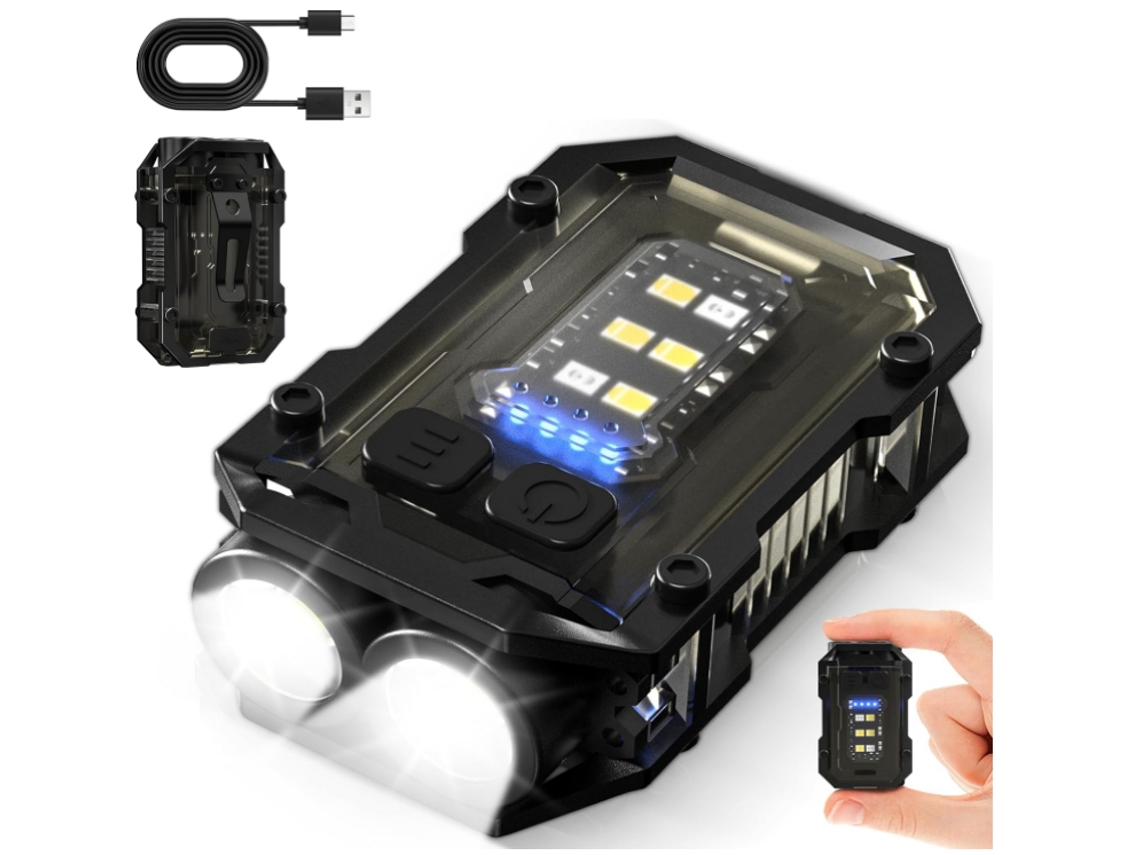 Linterna Led Superbrillante De 1100 Lúmenes, Recargable Por Usb-c, Con Llavero De Bolsillo, 8 Modos, 3 Luces, Resistente Al Agua Ipx4 (negra