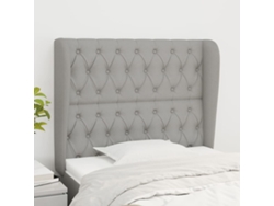 Cabecero con orejas de tela gris claro 93x23x118/128 cm