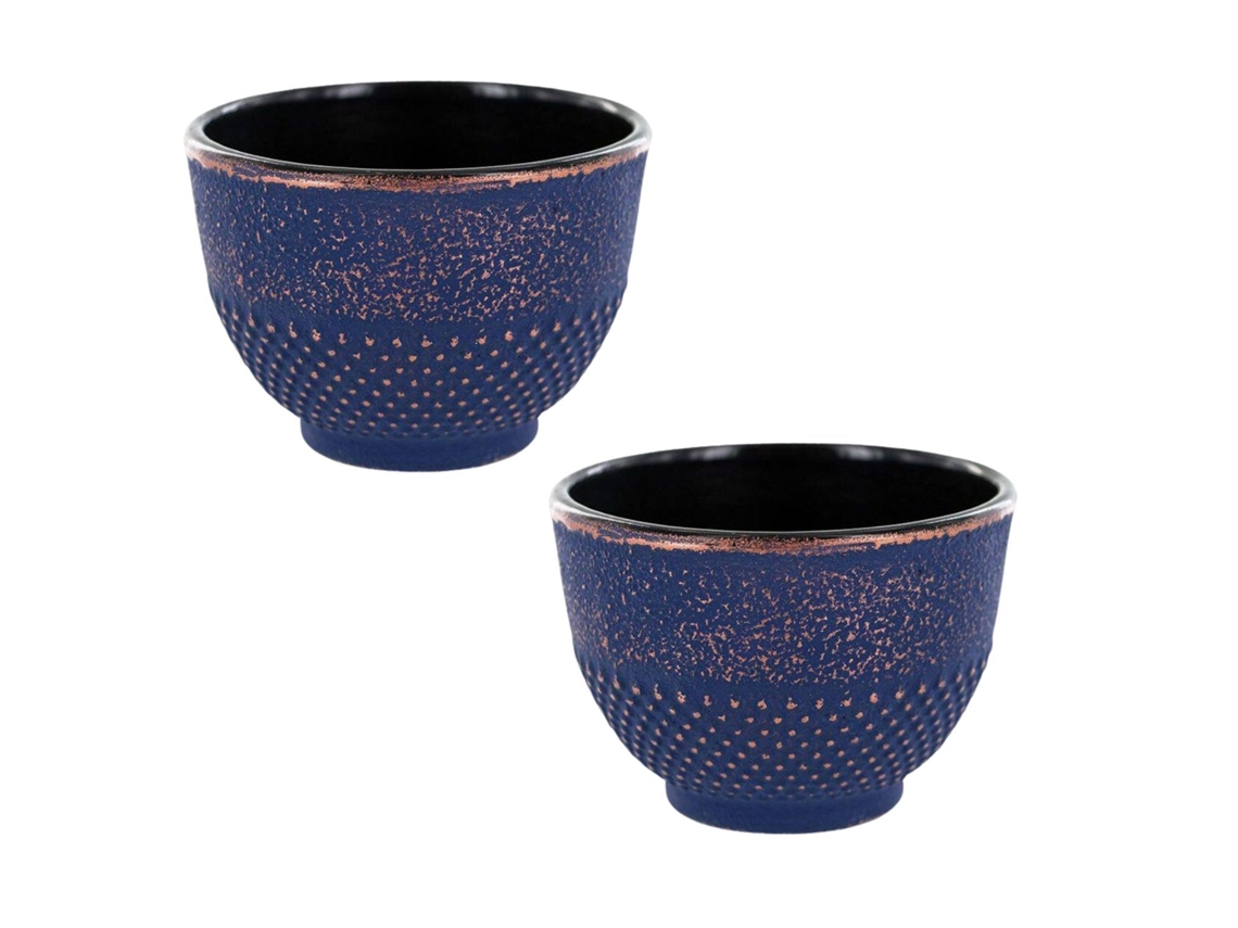 2 vasos de hierro fundido azul y bronce - 0,15 L AROMANDISE