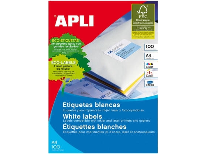 Etiquetas Adhesivas A4 APLI 64.6 x 33.8 mm - 100 Hojas
