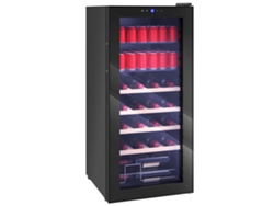 Bodega para vinos Aquaforge, 92 L, 20 botellas, 50 latas, 43 x 45 x 94 cm, negra