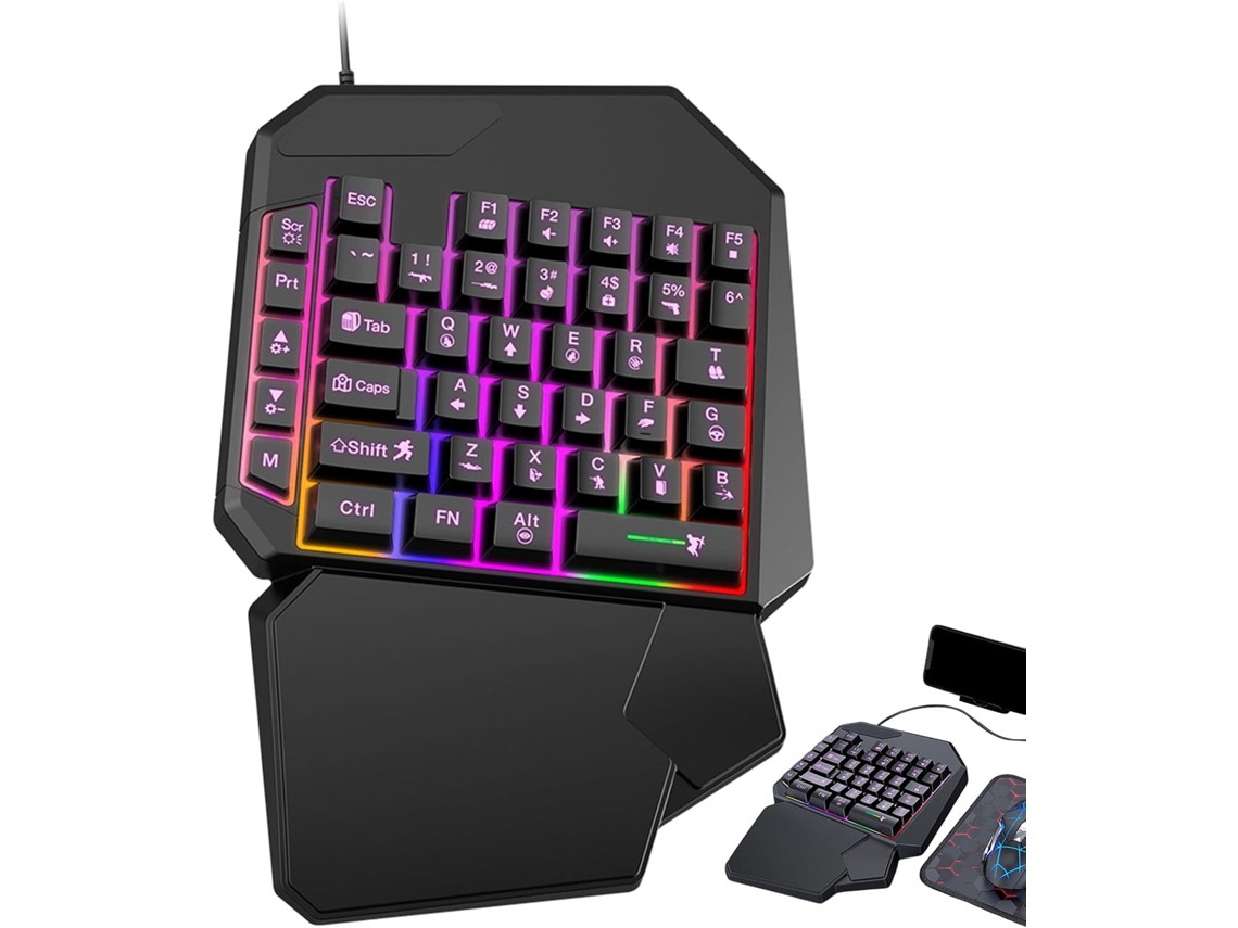 Teclado Para Juegos De Una Mano | Controlador Móvil Ergonómico Para Pc Y Teléfonos Móviles