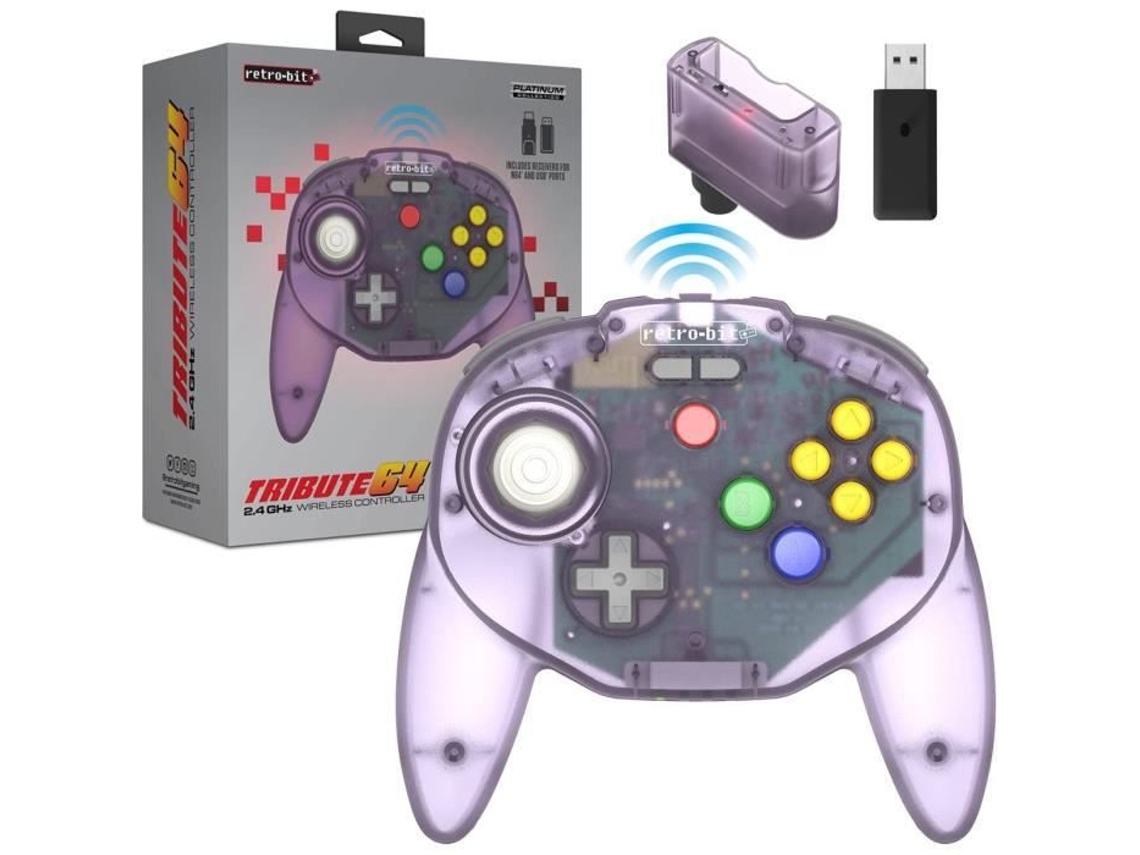 RETRO-BIT Tribute64 Mando Inalámbrico 2.4 Ghz para Nintendo 64/Switch/Pc/Mac Atomic Purple