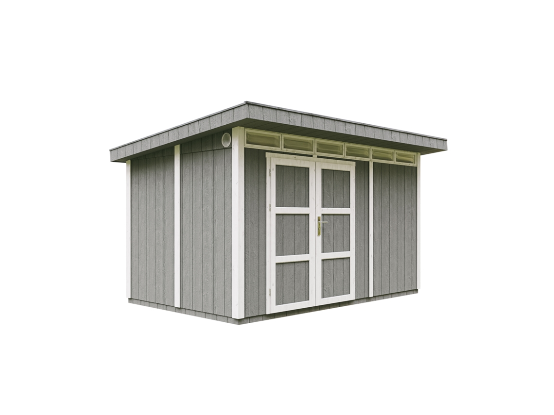 Caseta Jardin paneles a base de Madera LP SmartSide 8,7 m² con Suelo y Baldosas Bituminosas - L279xA412xA237 cm - TIMBELA M904A - CAVERN STEEL